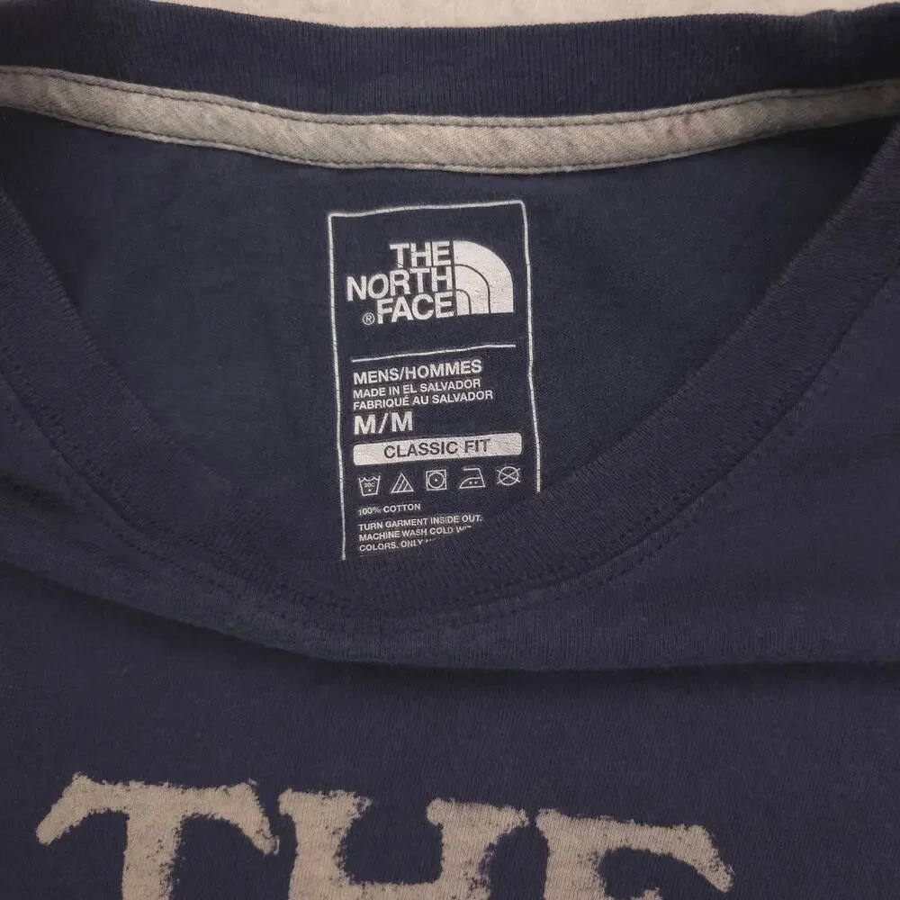 The North Face Casual Crew Neck Graphic T-Shirt Mens Size Medium M Navy Blue